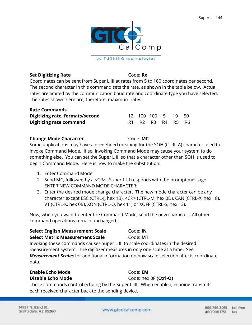 GTCO Super L III - Users Guide User Manual | Page 44 / 76