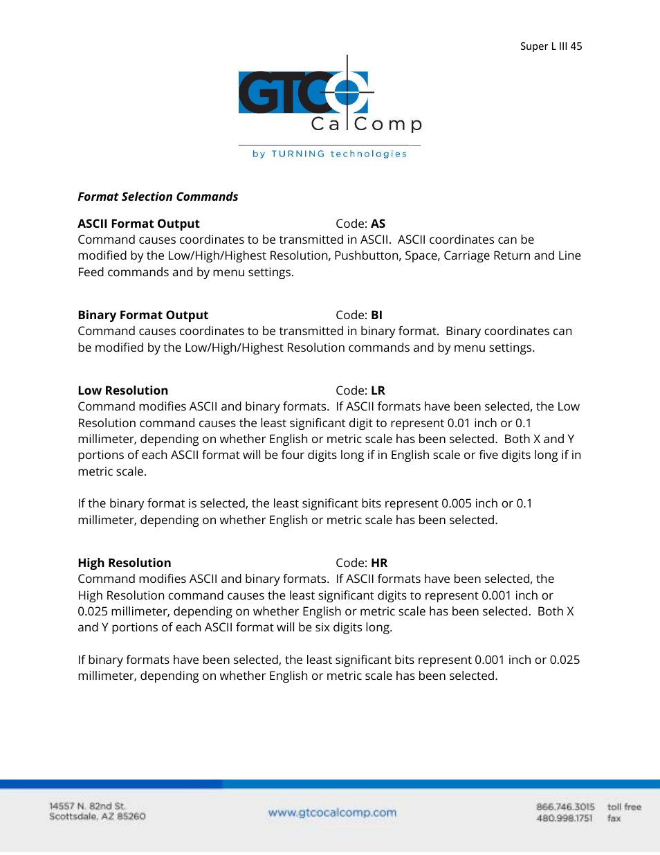 GTCO Super L III - Users Guide User Manual | Page 45 / 76