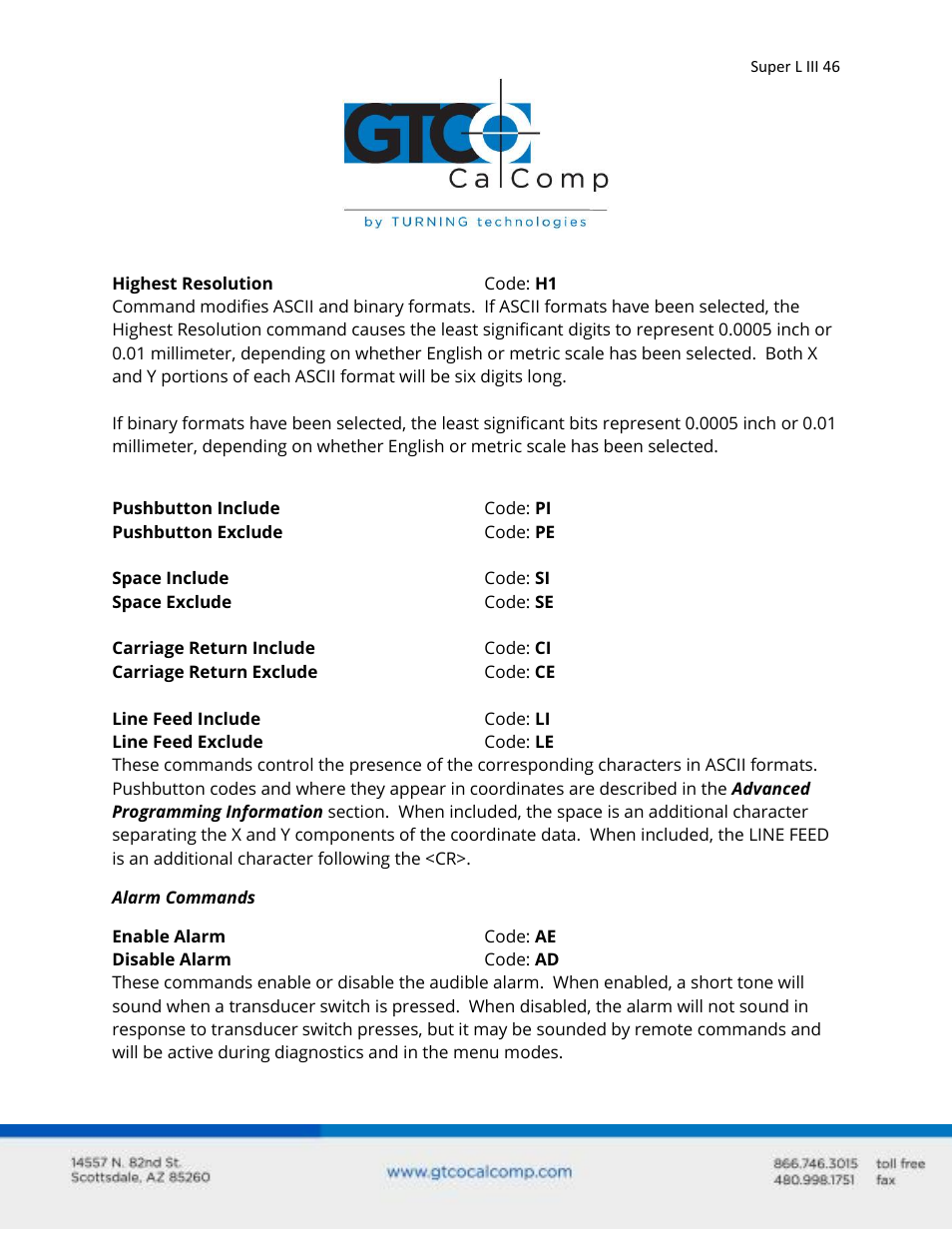 GTCO Super L III - Users Guide User Manual | Page 46 / 76