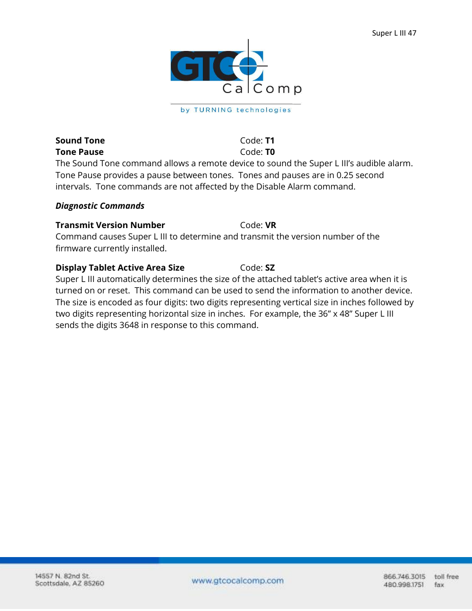 GTCO Super L III - Users Guide User Manual | Page 47 / 76