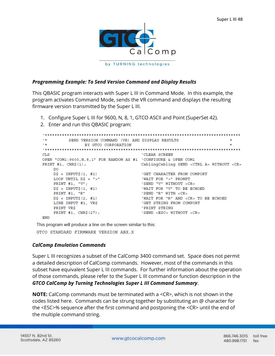 GTCO Super L III - Users Guide User Manual | Page 48 / 76