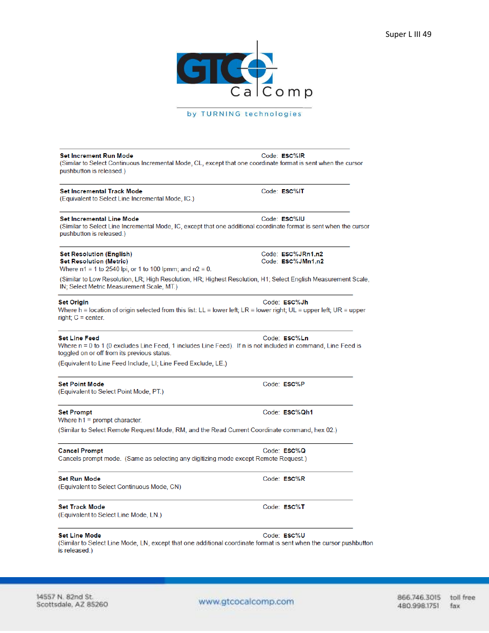 GTCO Super L III - Users Guide User Manual | Page 49 / 76