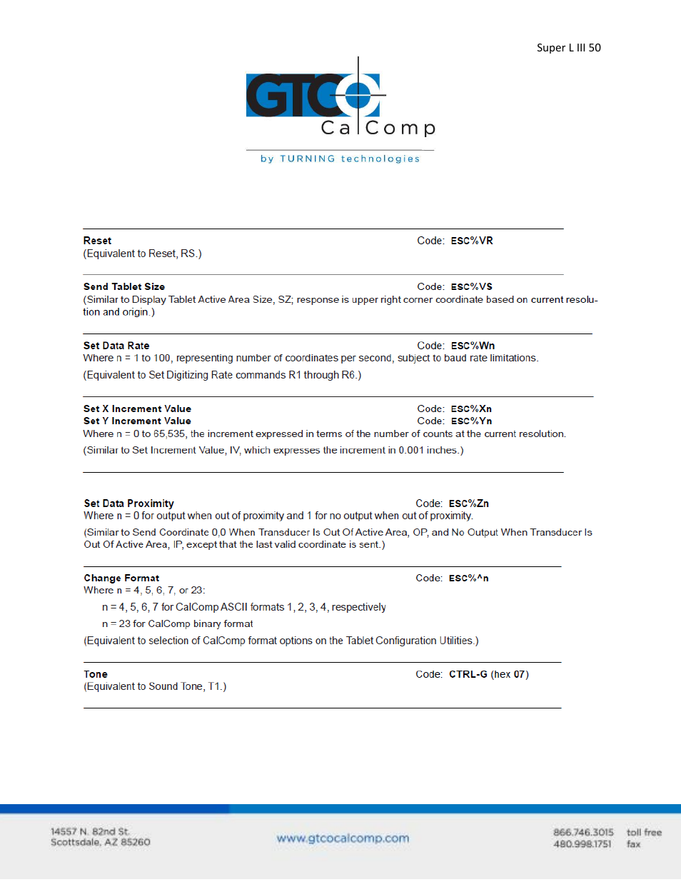 GTCO Super L III - Users Guide User Manual | Page 50 / 76