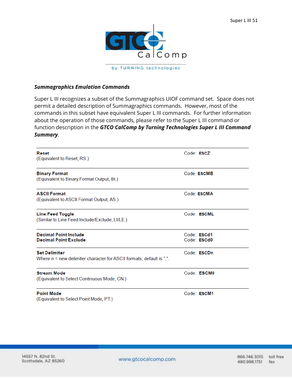 GTCO Super L III - Users Guide User Manual | Page 51 / 76