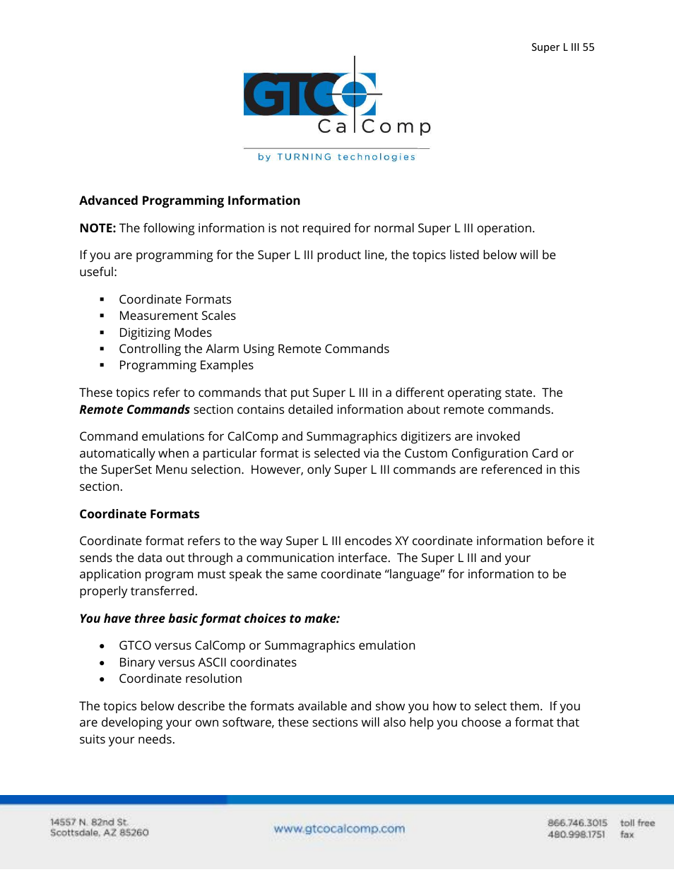 GTCO Super L III - Users Guide User Manual | Page 55 / 76