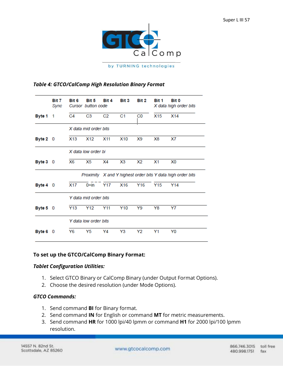 GTCO Super L III - Users Guide User Manual | Page 57 / 76