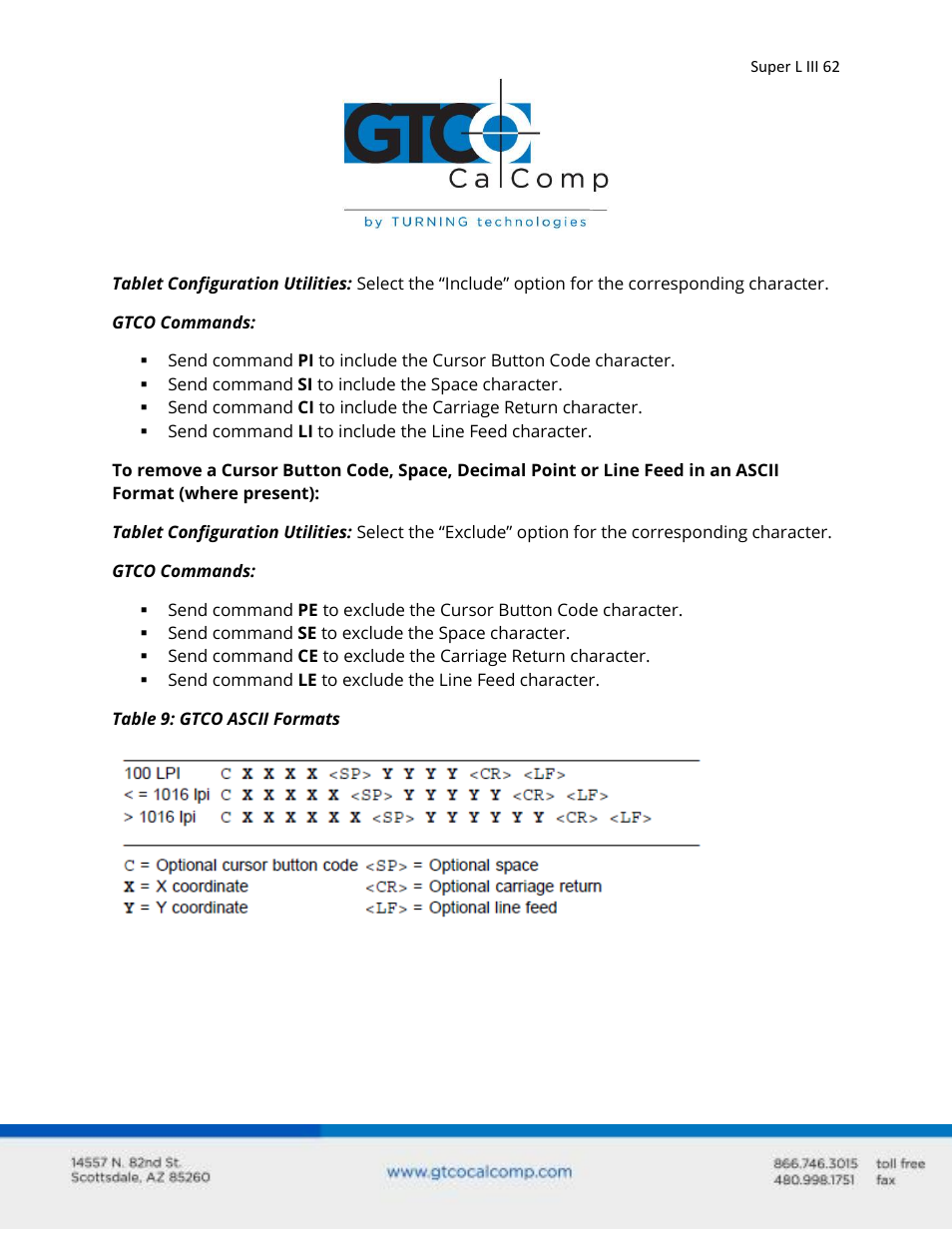 GTCO Super L III - Users Guide User Manual | Page 62 / 76