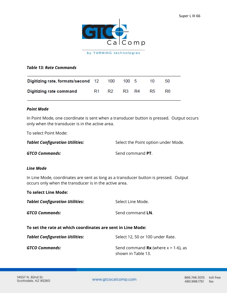 GTCO Super L III - Users Guide User Manual | Page 66 / 76