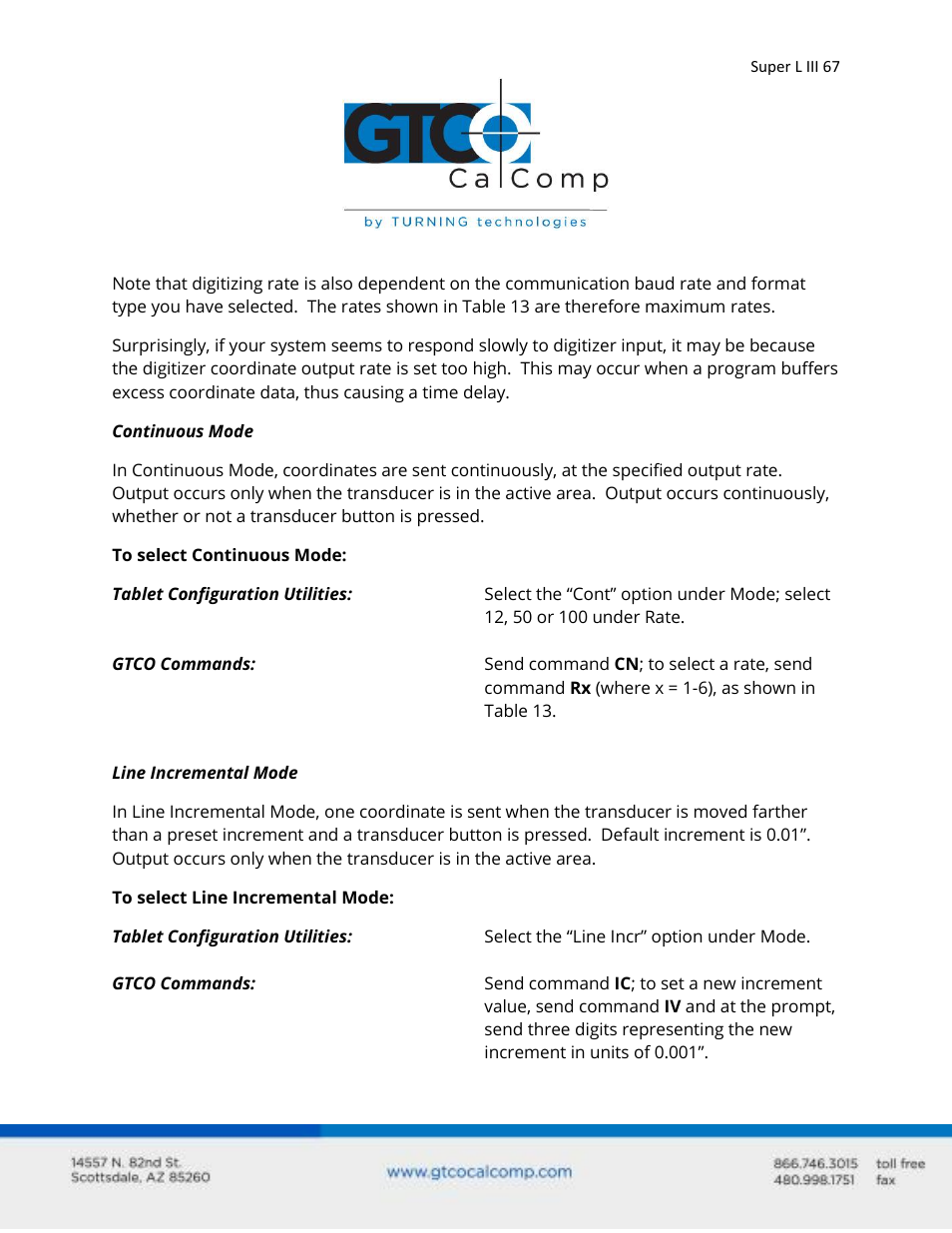 GTCO Super L III - Users Guide User Manual | Page 67 / 76