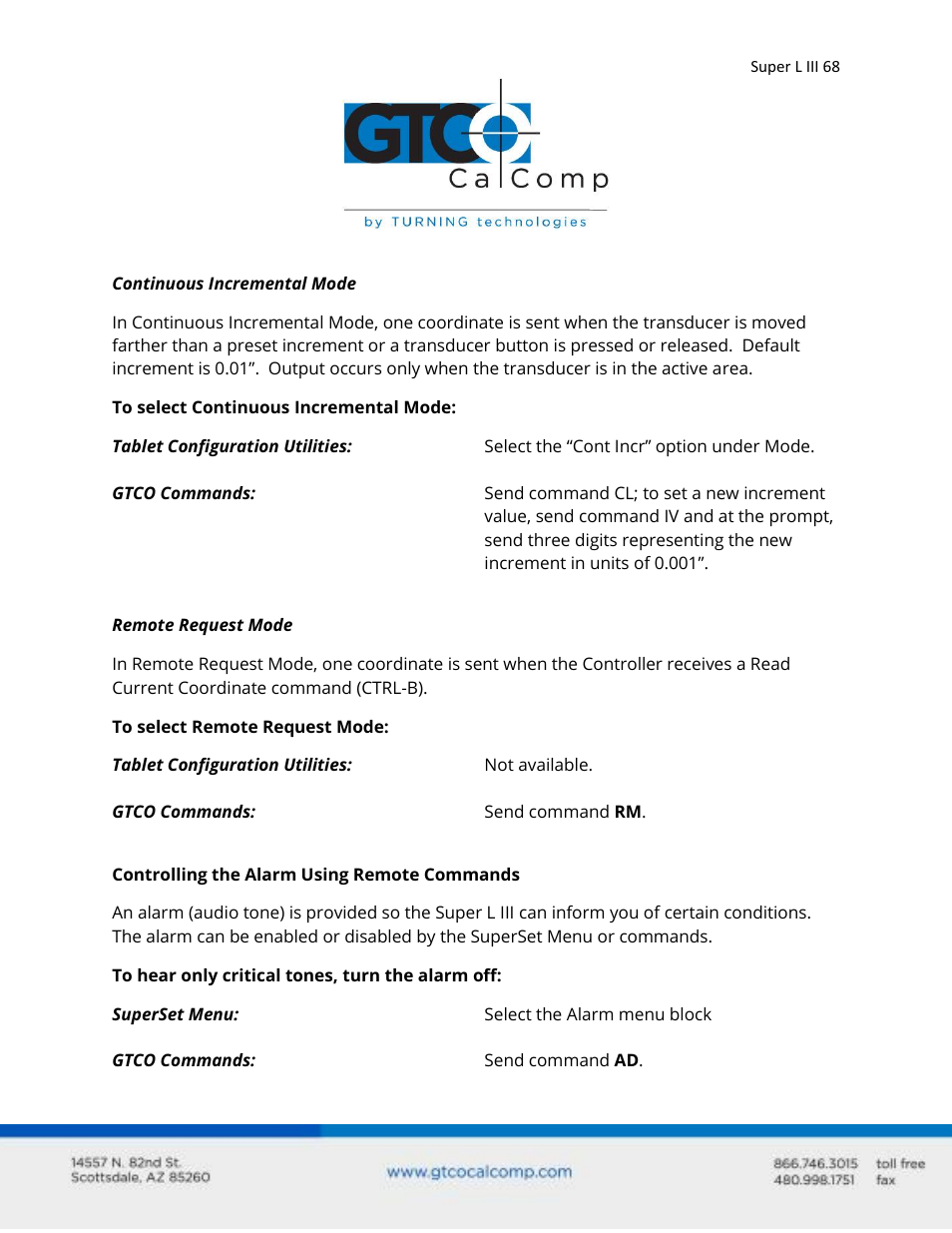 GTCO Super L III - Users Guide User Manual | Page 68 / 76