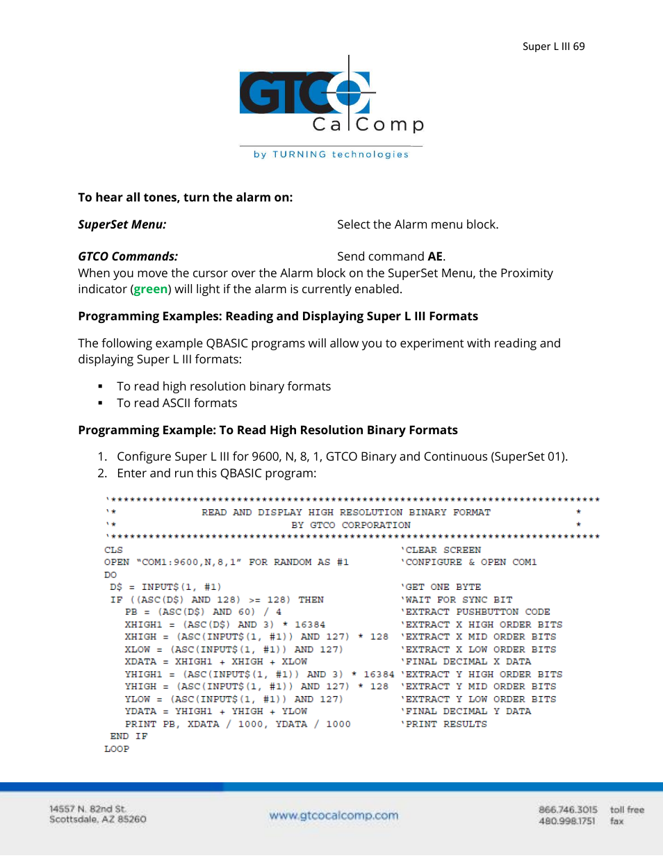 GTCO Super L III - Users Guide User Manual | Page 69 / 76