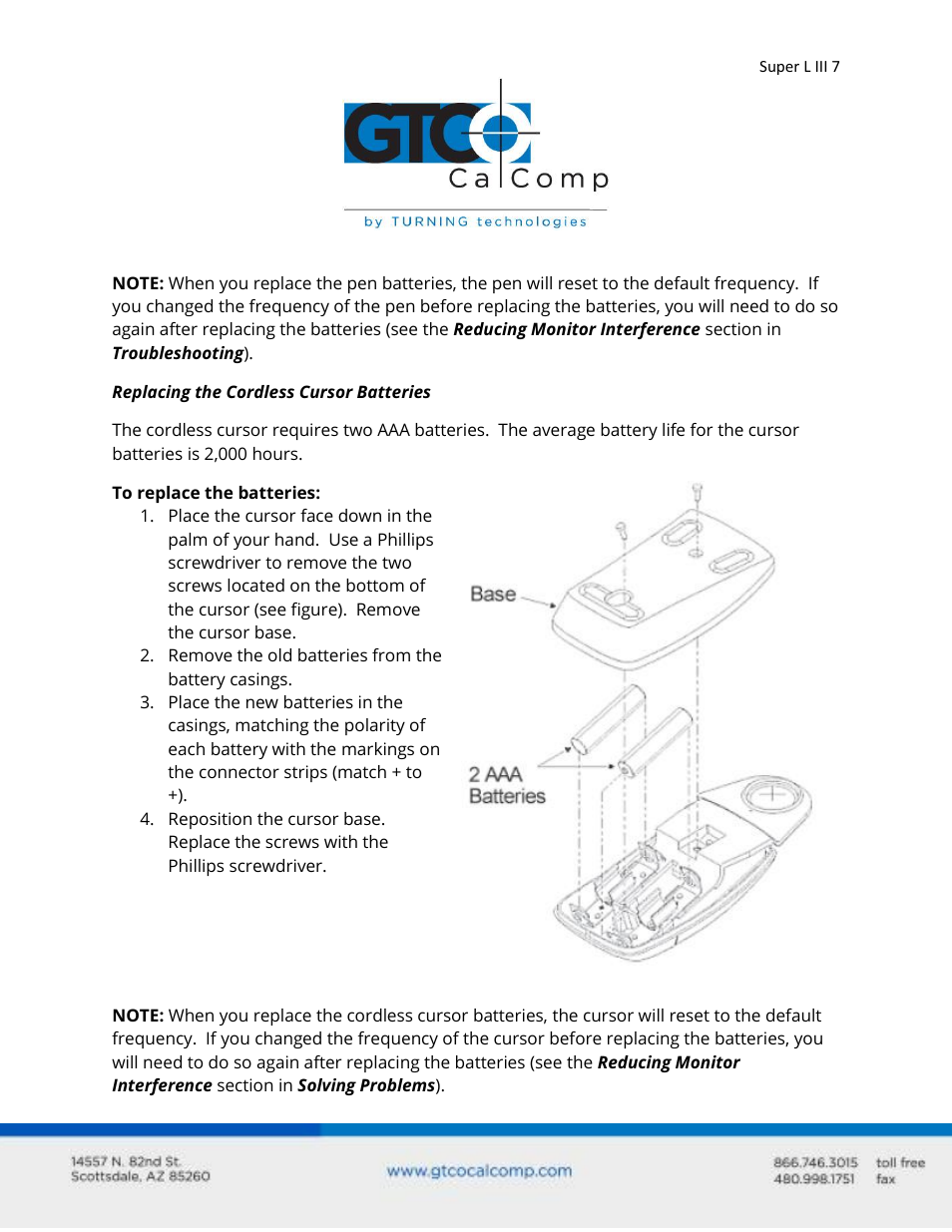 GTCO Super L III - Users Guide User Manual | Page 7 / 76
