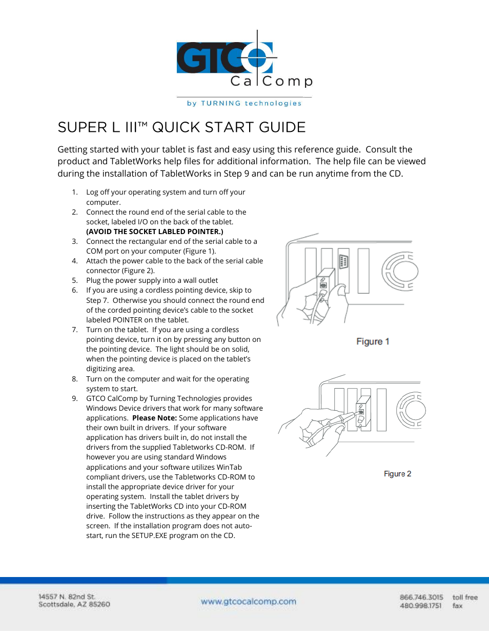 GTCO Super L III - Quick Start Guide User Manual | 1 page