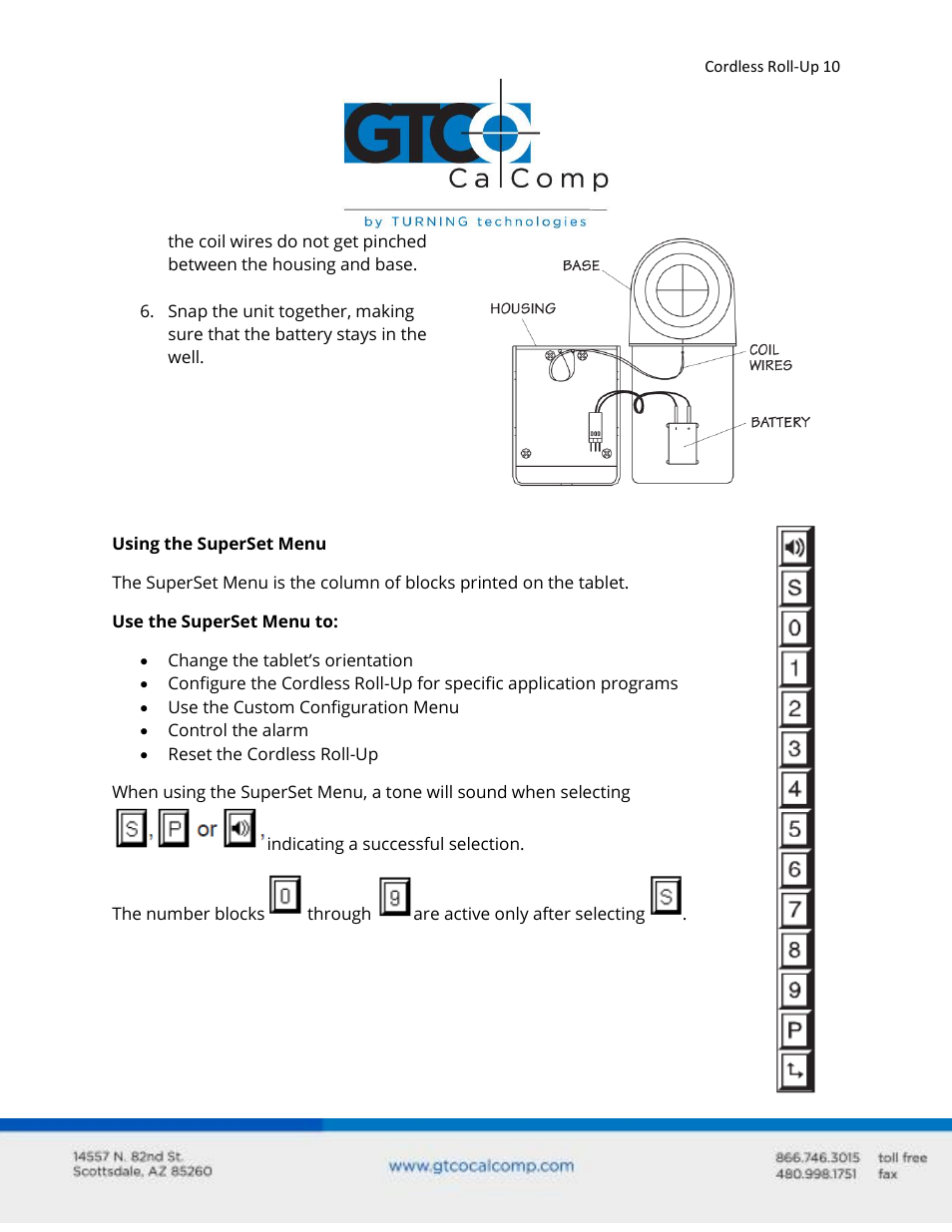 GTCO Cordless Roll-Up - Users Guide User Manual | Page 10 / 74