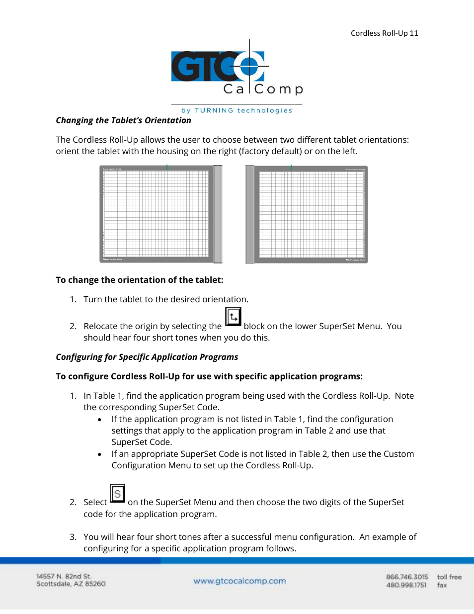 GTCO Cordless Roll-Up - Users Guide User Manual | Page 11 / 74