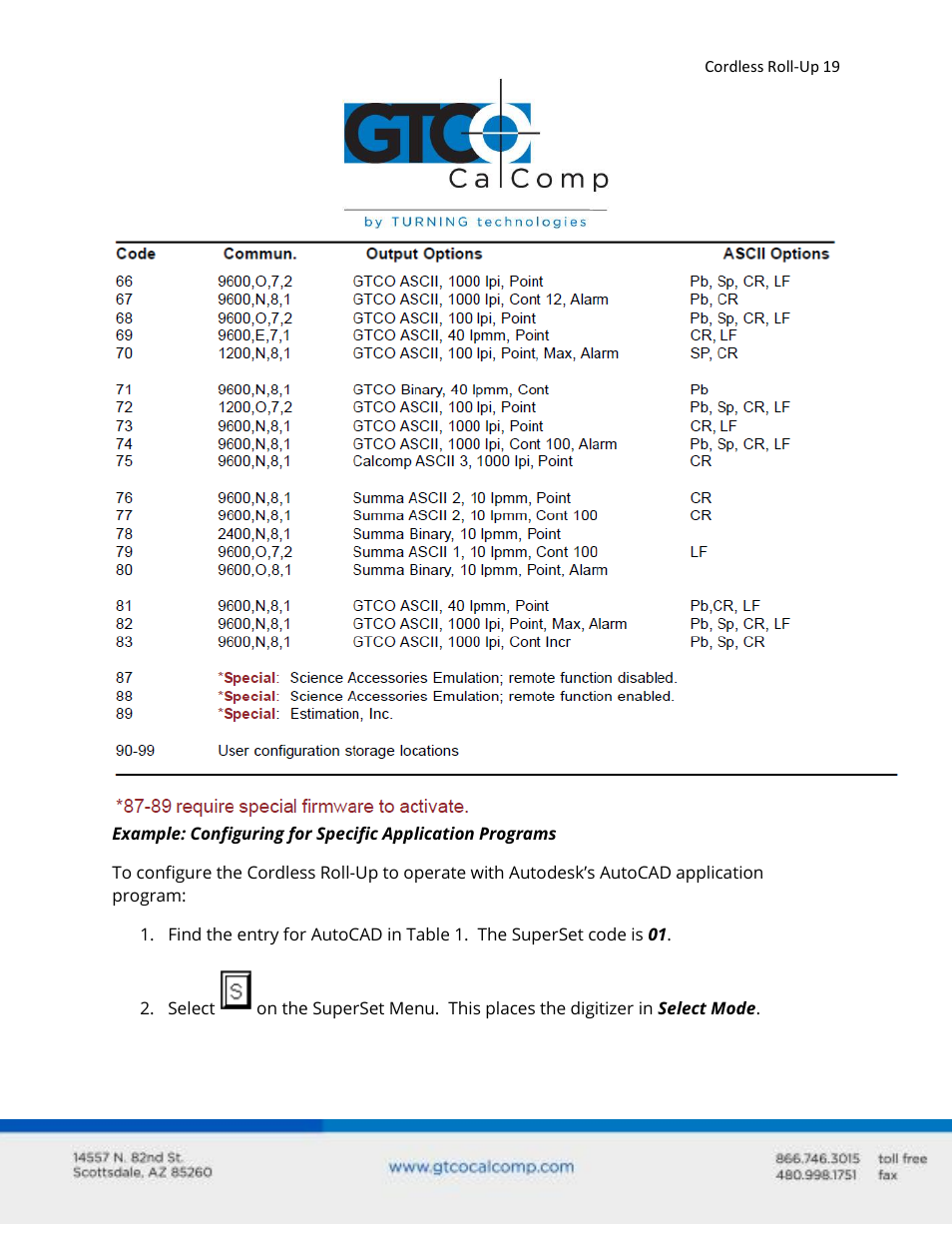 GTCO Cordless Roll-Up - Users Guide User Manual | Page 19 / 74