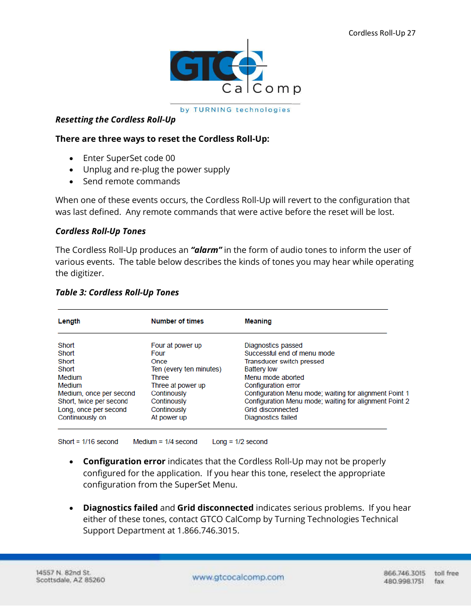 GTCO Cordless Roll-Up - Users Guide User Manual | Page 27 / 74