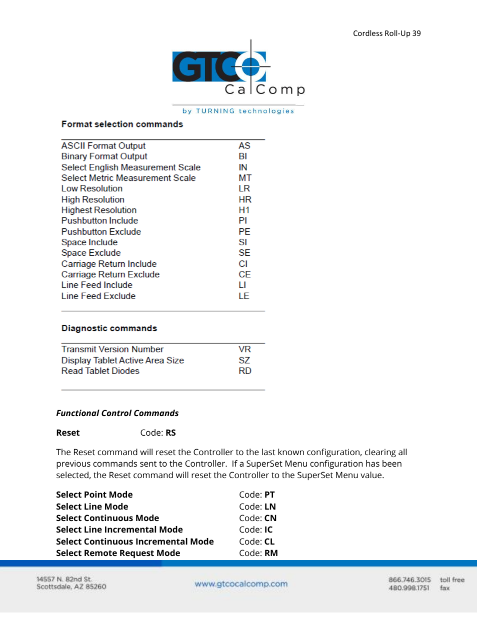 GTCO Cordless Roll-Up - Users Guide User Manual | Page 39 / 74