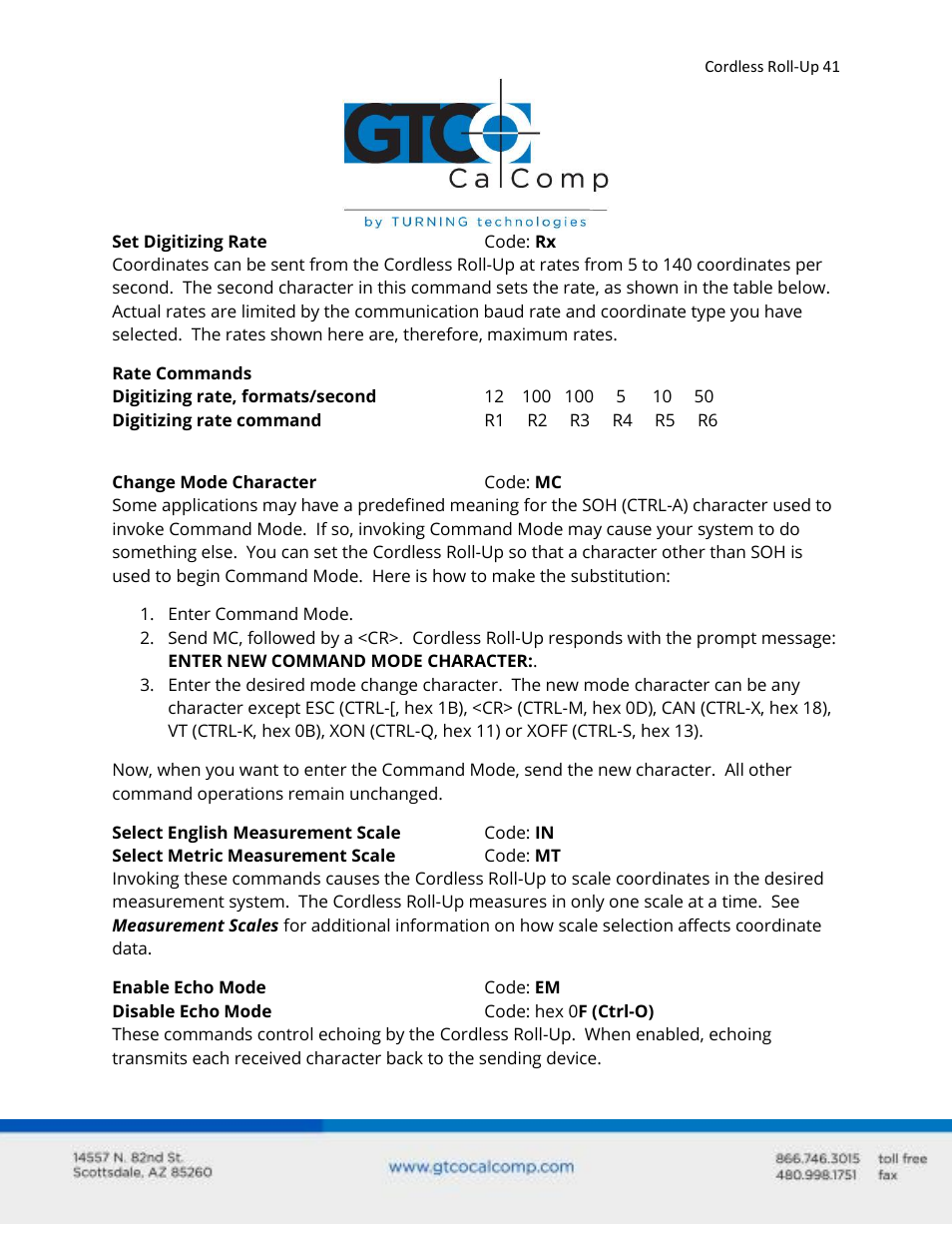 GTCO Cordless Roll-Up - Users Guide User Manual | Page 41 / 74