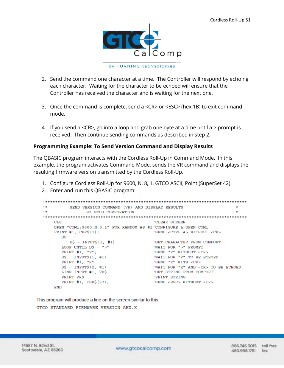 GTCO Cordless Roll-Up - Users Guide User Manual | Page 51 / 74