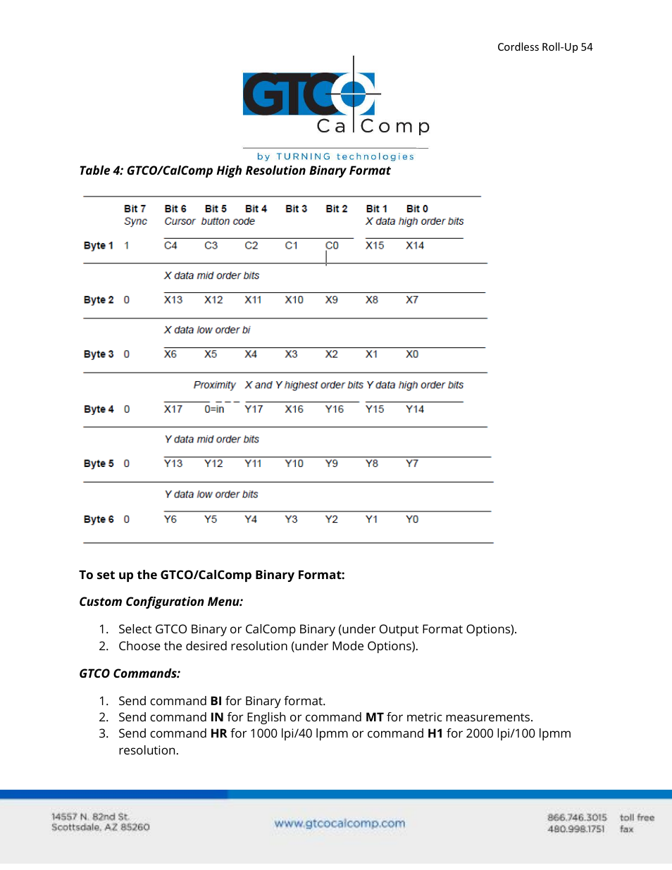 GTCO Cordless Roll-Up - Users Guide User Manual | Page 54 / 74