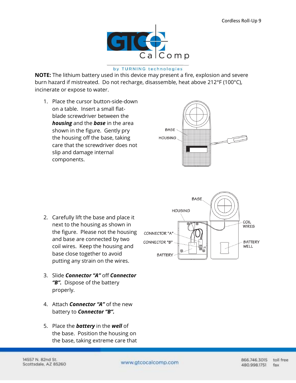 GTCO Cordless Roll-Up - Users Guide User Manual | Page 9 / 74