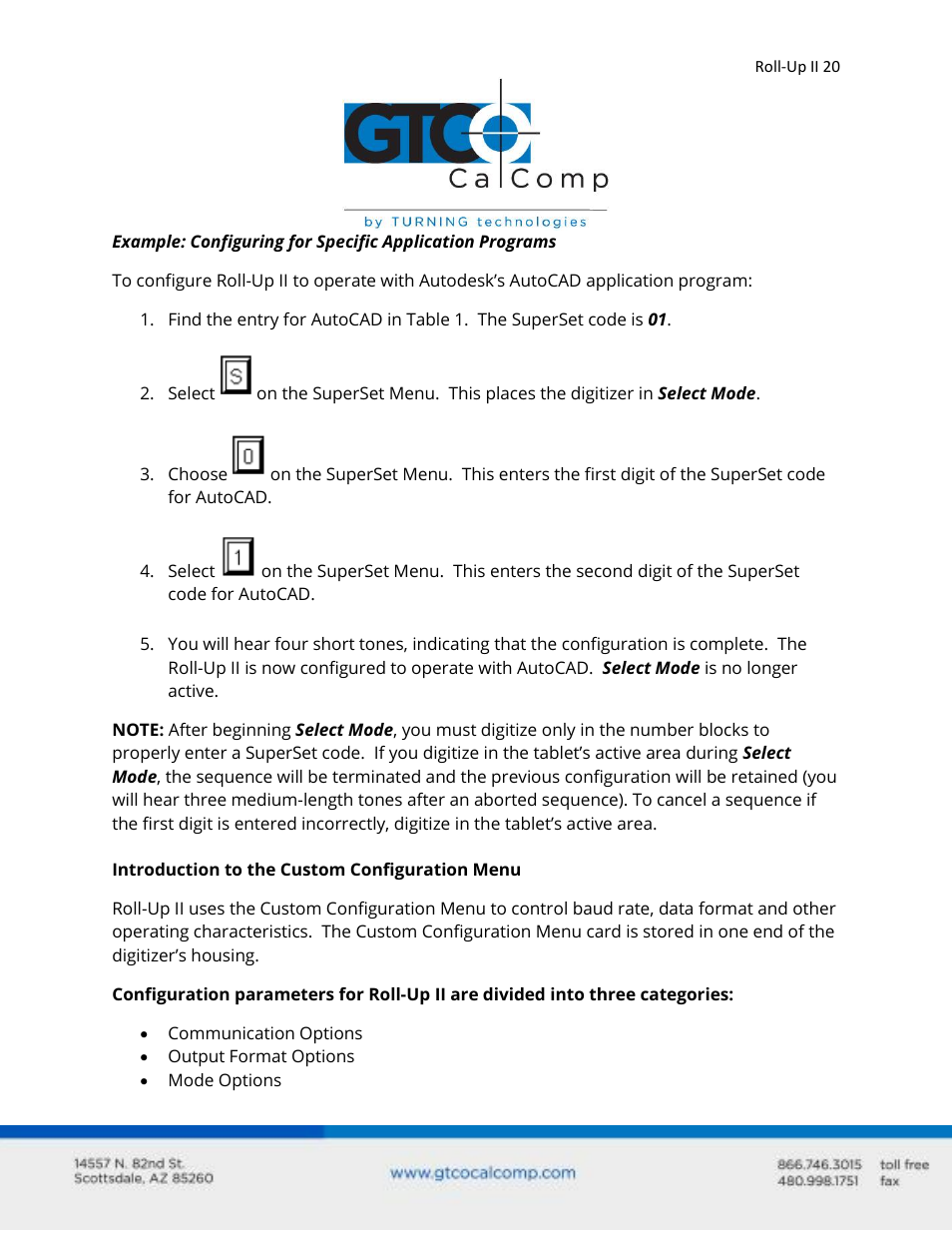 GTCO Roll-Up II - Users Guide User Manual | Page 20 / 70