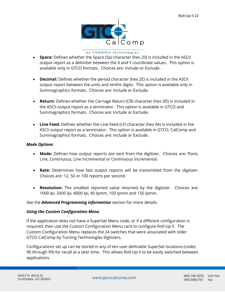 GTCO Roll-Up II - Users Guide User Manual | Page 22 / 70