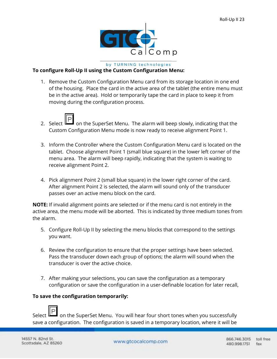 GTCO Roll-Up II - Users Guide User Manual | Page 23 / 70
