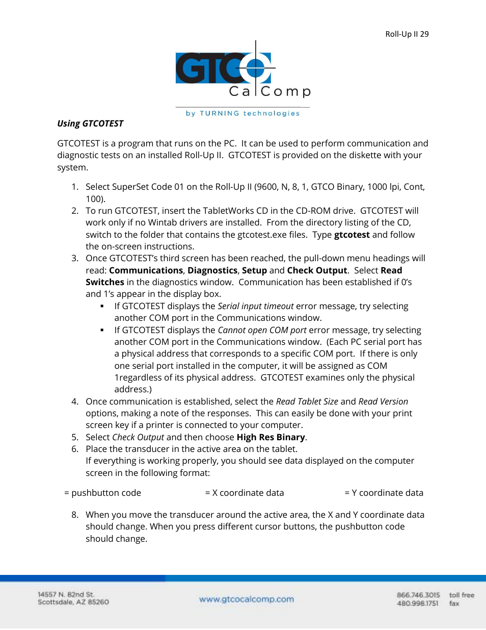 GTCO Roll-Up II - Users Guide User Manual | Page 29 / 70