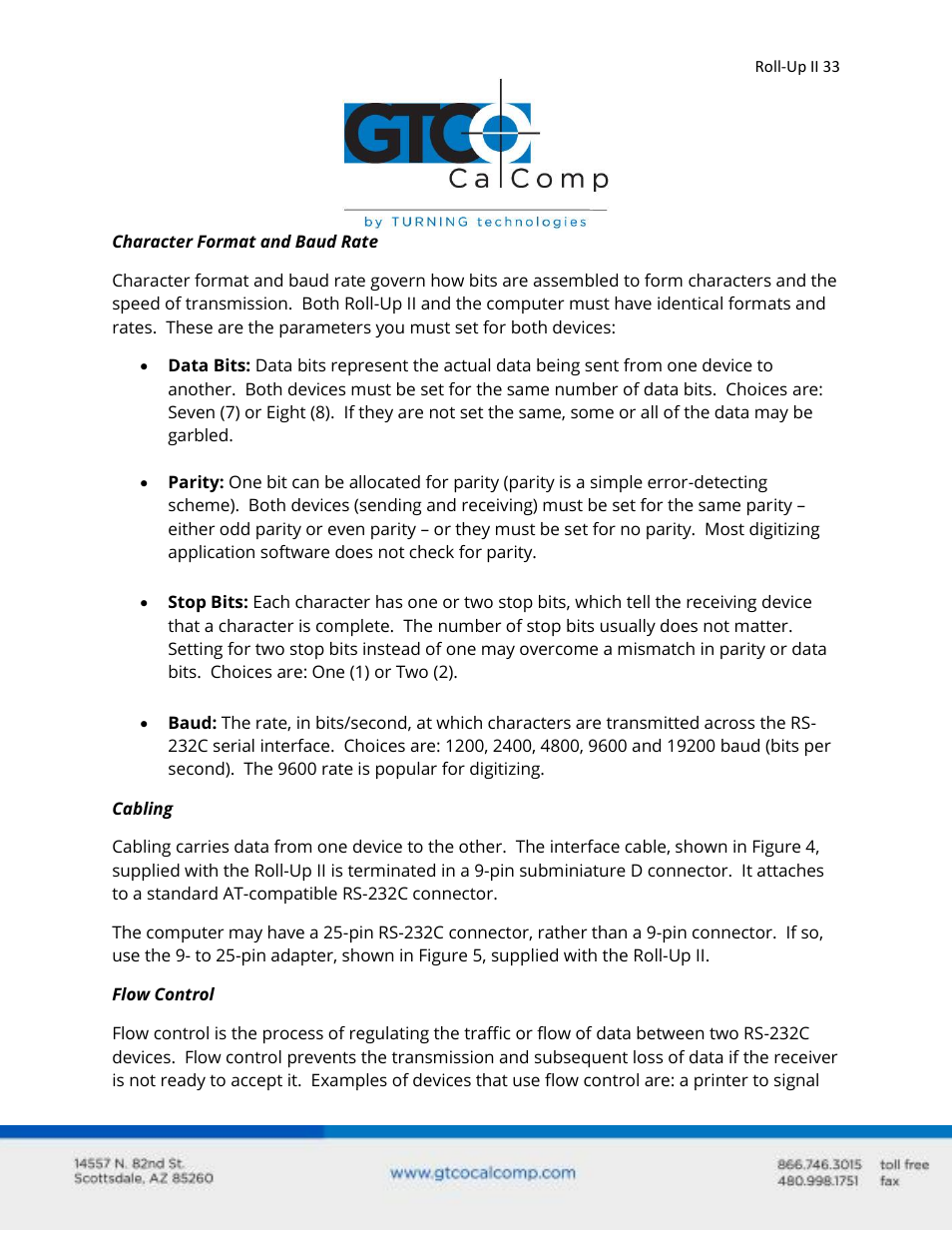 GTCO Roll-Up II - Users Guide User Manual | Page 33 / 70