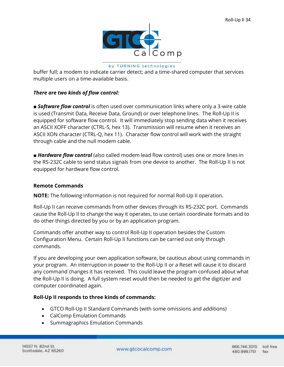 GTCO Roll-Up II - Users Guide User Manual | Page 34 / 70