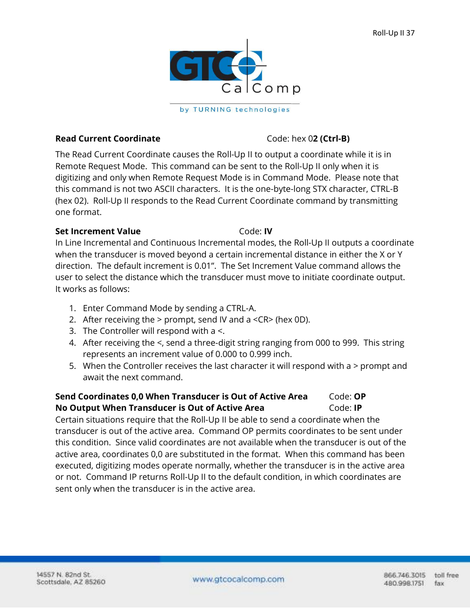 GTCO Roll-Up II - Users Guide User Manual | Page 37 / 70