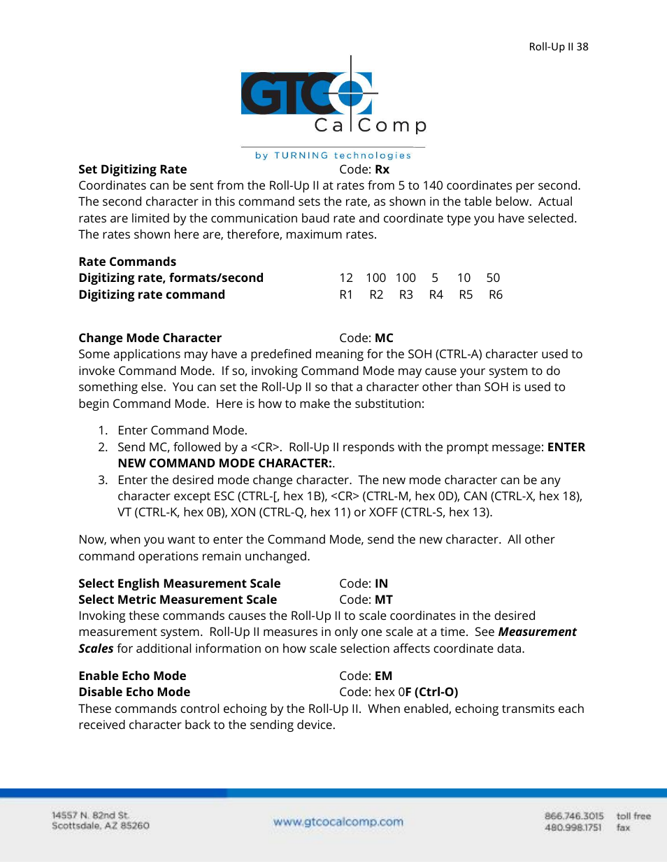 GTCO Roll-Up II - Users Guide User Manual | Page 38 / 70