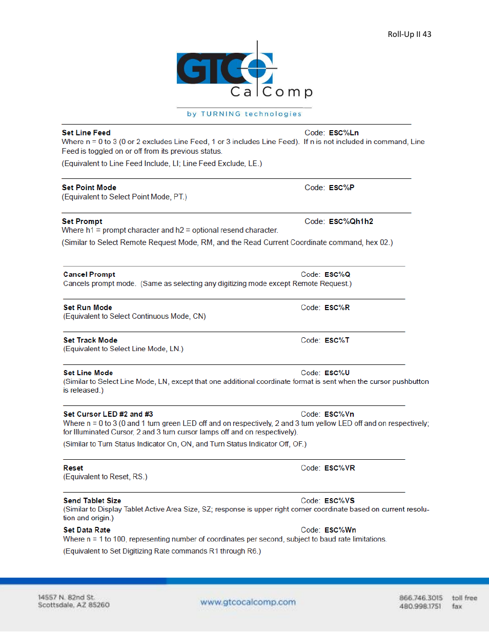 GTCO Roll-Up II - Users Guide User Manual | Page 43 / 70