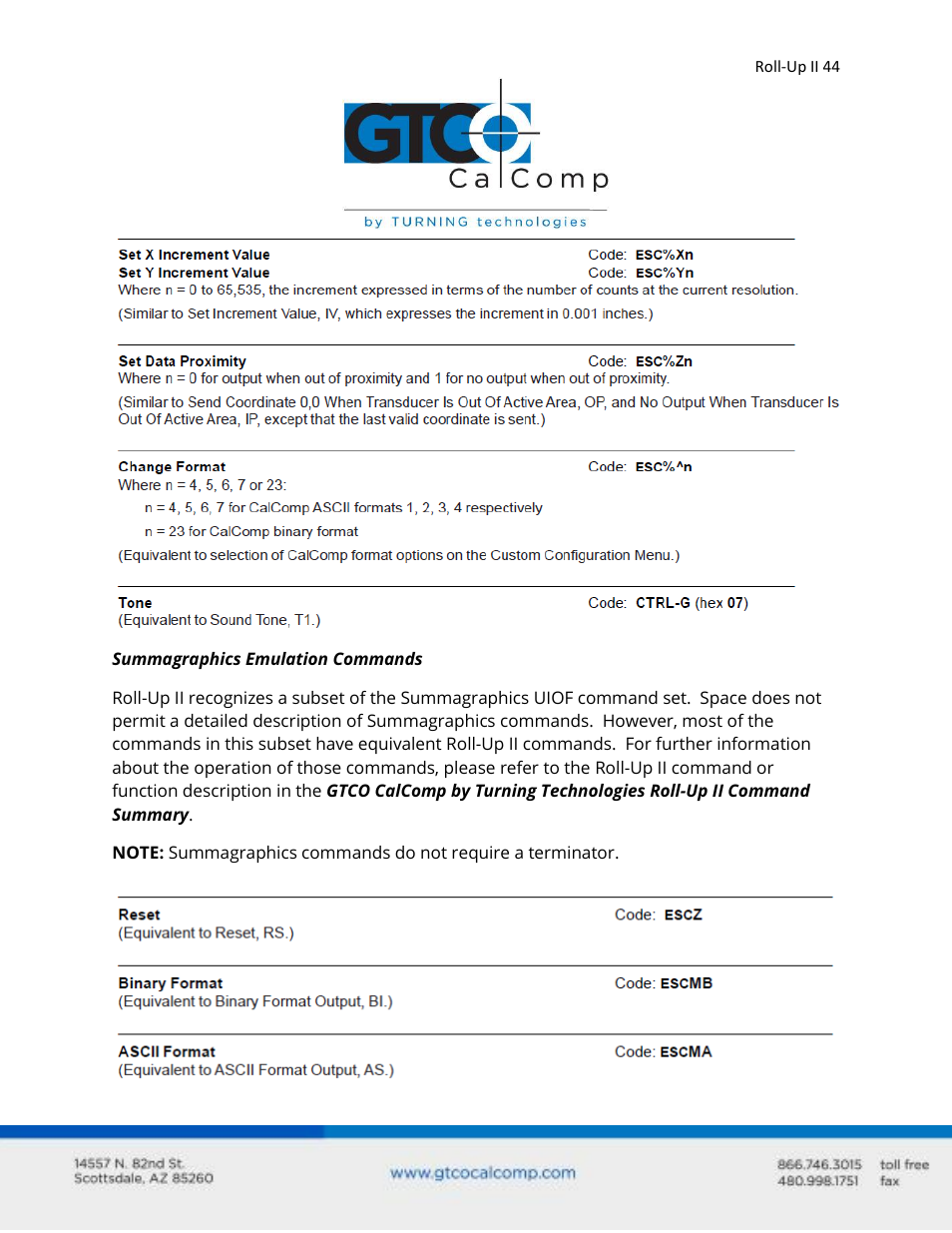 GTCO Roll-Up II - Users Guide User Manual | Page 44 / 70