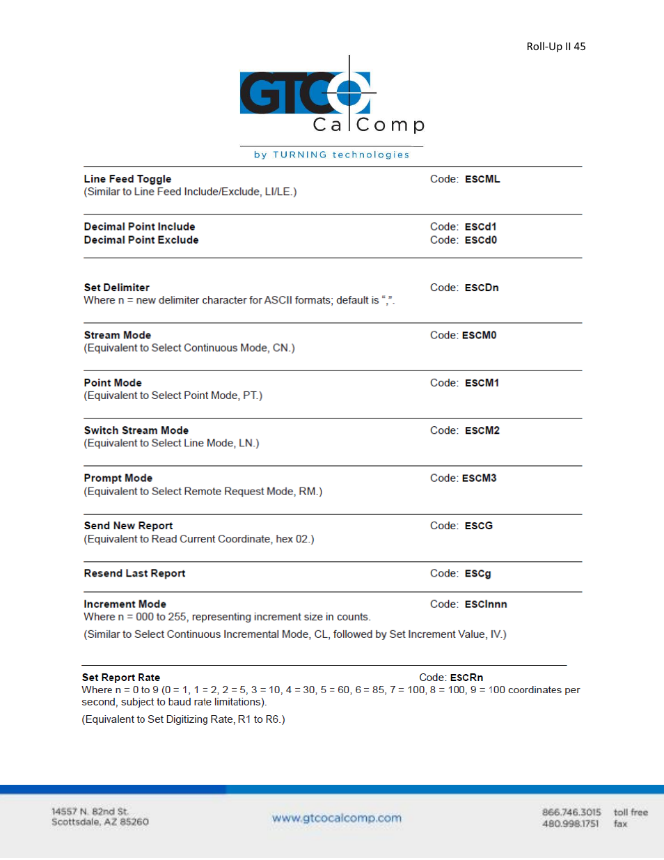 GTCO Roll-Up II - Users Guide User Manual | Page 45 / 70