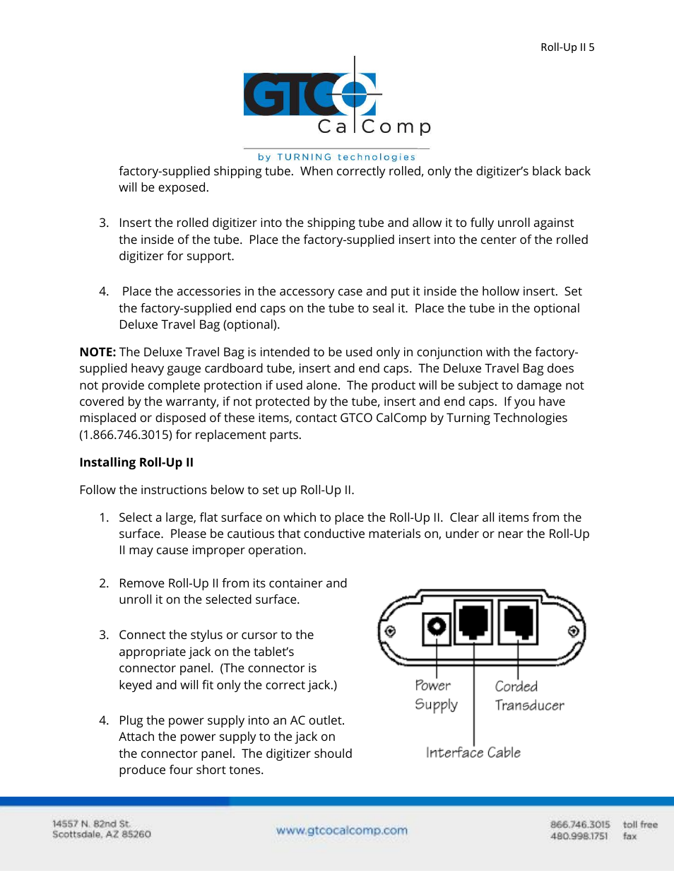 GTCO Roll-Up II - Users Guide User Manual | Page 5 / 70