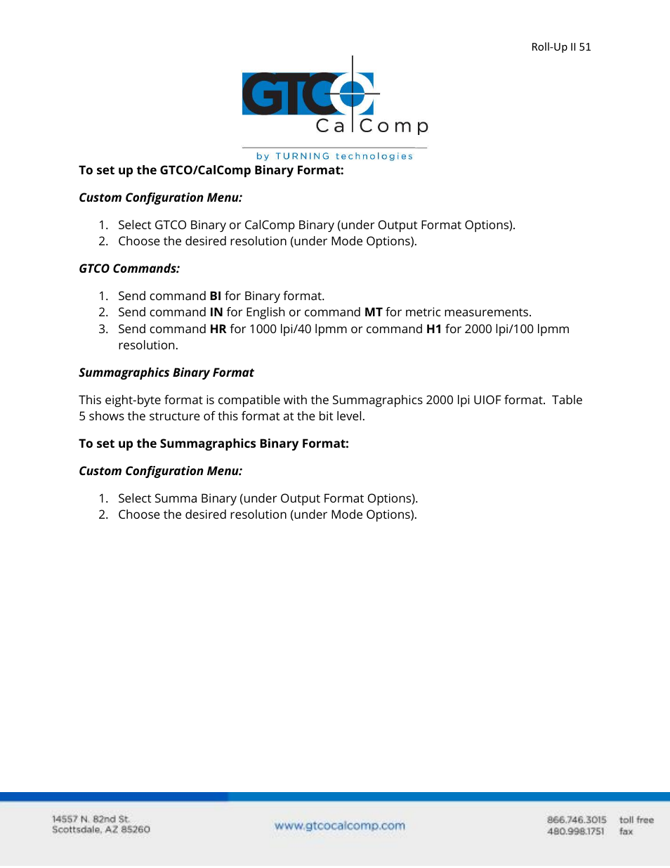 GTCO Roll-Up II - Users Guide User Manual | Page 51 / 70