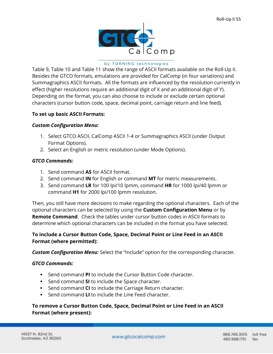 GTCO Roll-Up II - Users Guide User Manual | Page 55 / 70