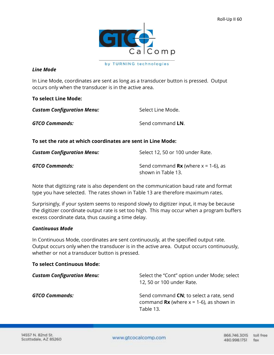 GTCO Roll-Up II - Users Guide User Manual | Page 60 / 70