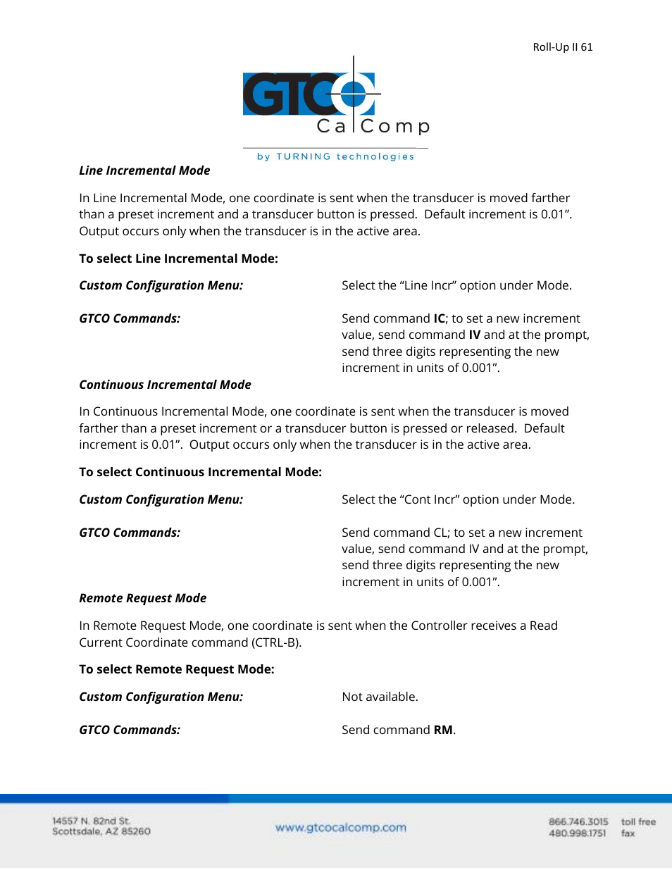 GTCO Roll-Up II - Users Guide User Manual | Page 61 / 70