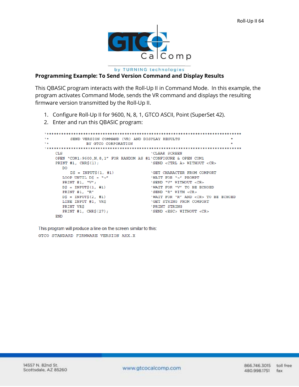 GTCO Roll-Up II - Users Guide User Manual | Page 64 / 70