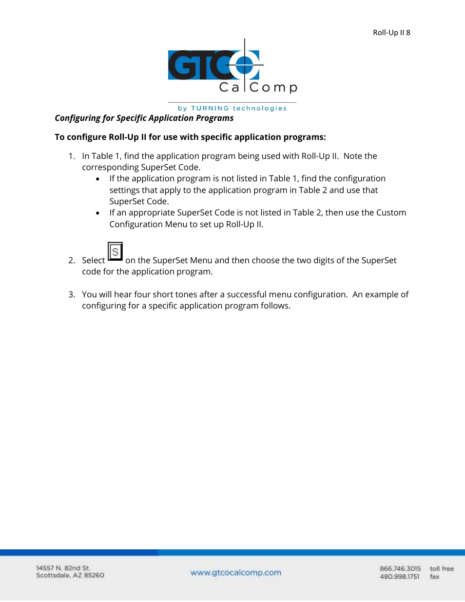 GTCO Roll-Up II - Users Guide User Manual | Page 8 / 70