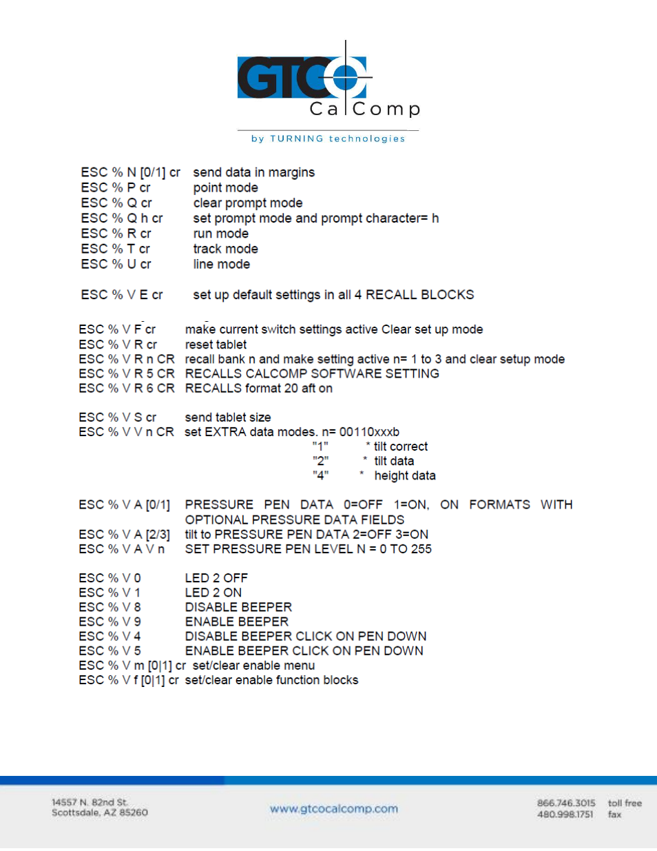 GTCO DrawingSlate I & II Commands User Manual | Page 10 / 12