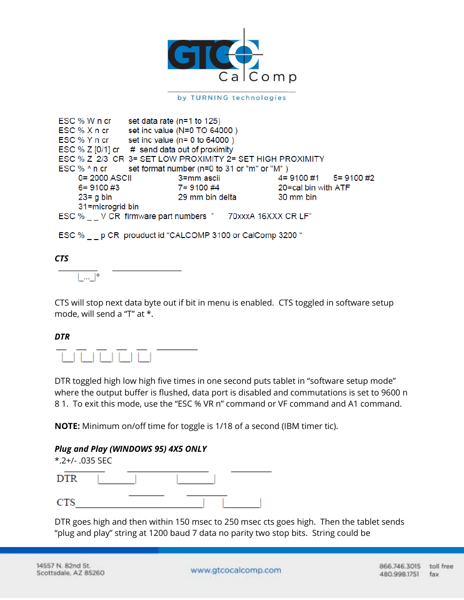 GTCO DrawingSlate I & II Commands User Manual | Page 11 / 12