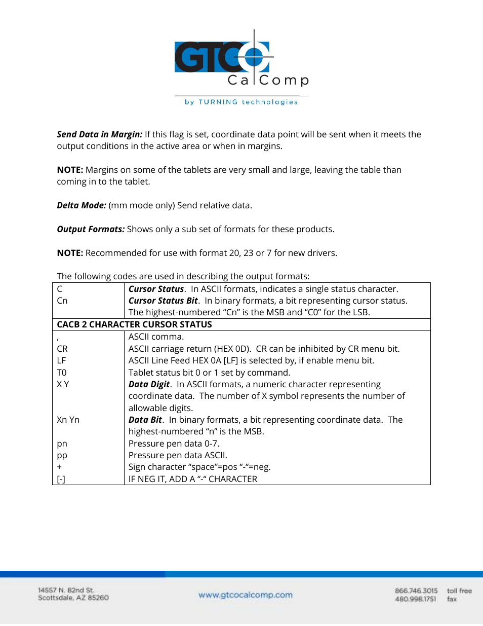 GTCO DrawingSlate I & II Commands User Manual | Page 2 / 12