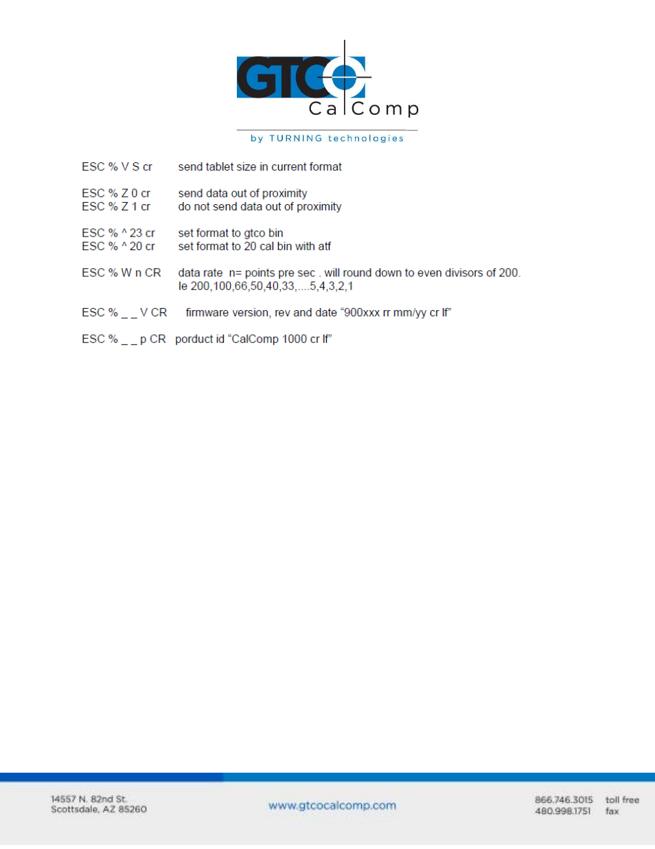 GTCO UltraSlate Commands User Manual | Page 5 / 5