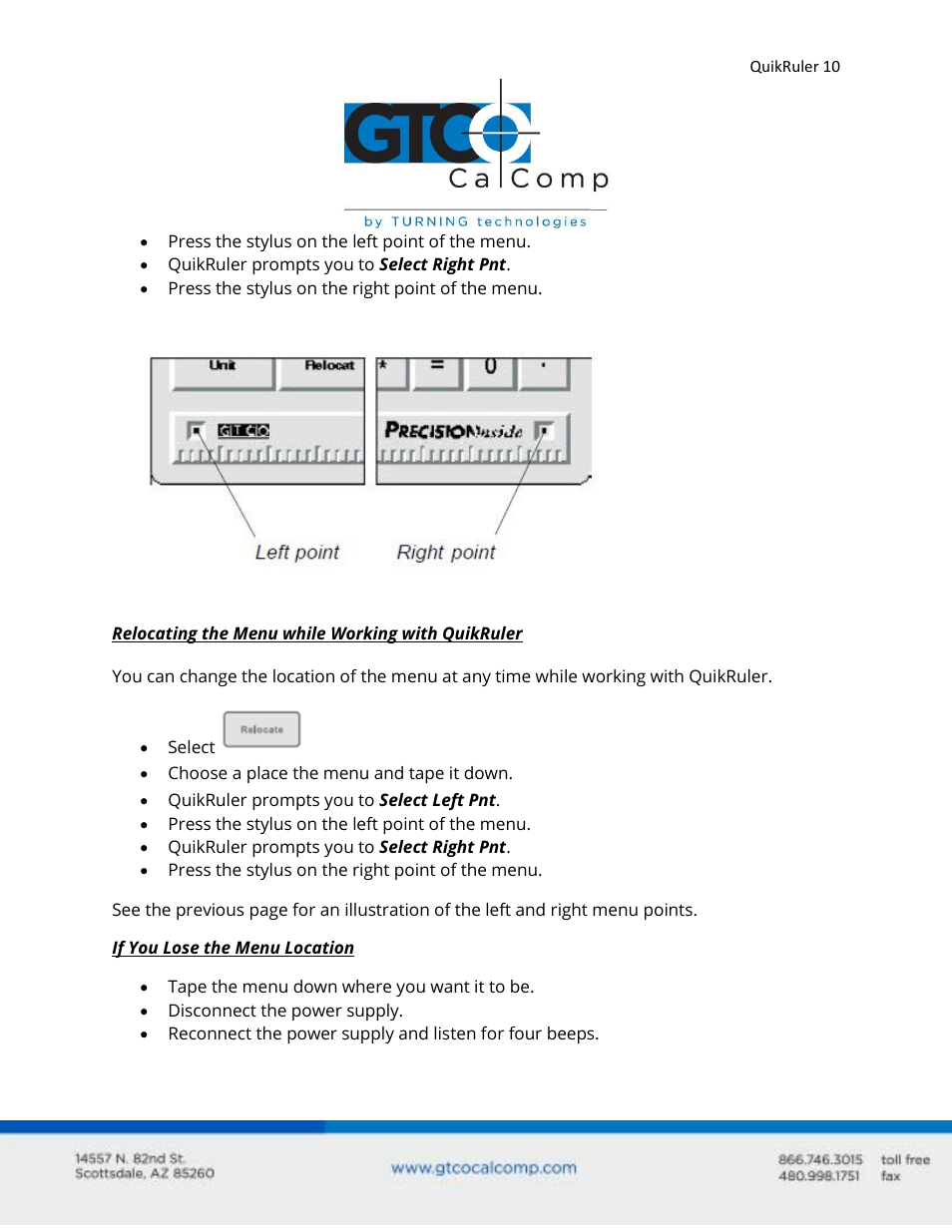 GTCO QuikRuler - Users Guide User Manual | Page 10 / 35