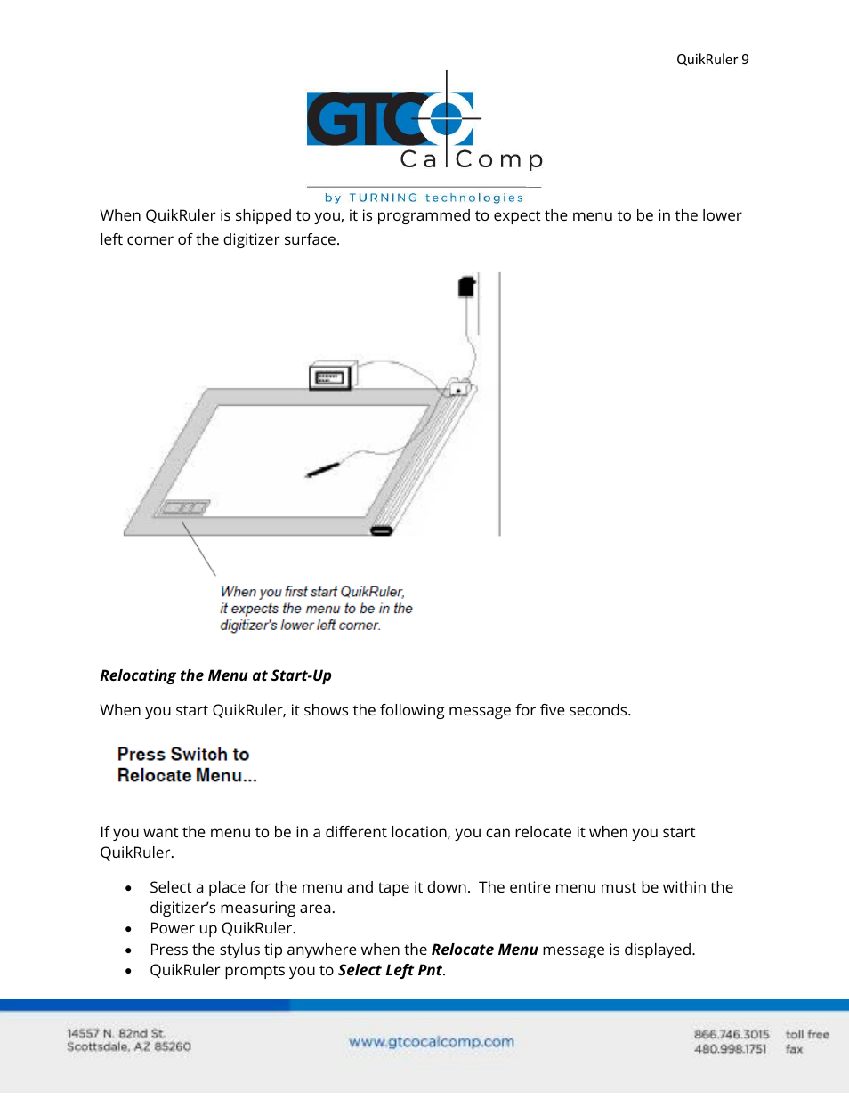 GTCO QuikRuler - Users Guide User Manual | Page 9 / 35